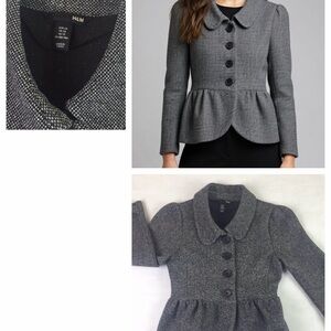 H&M Gray Tweed Peplum Blazer